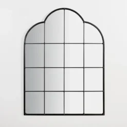 Decorative Mirrors-Kirkland's Home Black Metal Windowpane Arched Wall Mirror