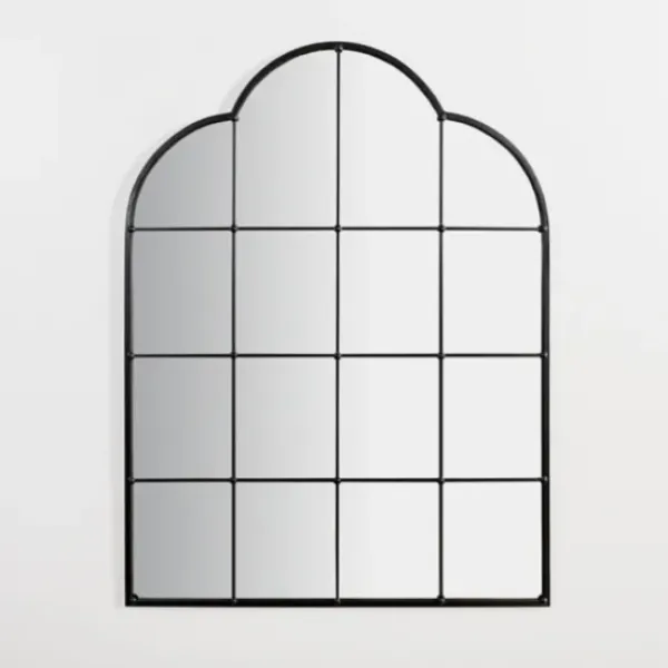 Decorative Mirrors-Kirkland's Home Black Metal Windowpane Arched Wall Mirror