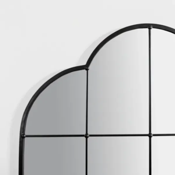 Decorative Mirrors-Kirkland's Home Black Metal Windowpane Arched Wall Mirror