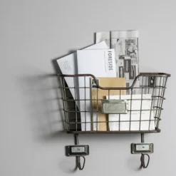Wall Storage-Kirkland's Home Black Metal Wire Mail Wall Pocket