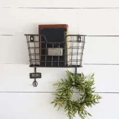 Wall Storage-Kirkland's Home Black Metal Wire Mail Wall Pocket