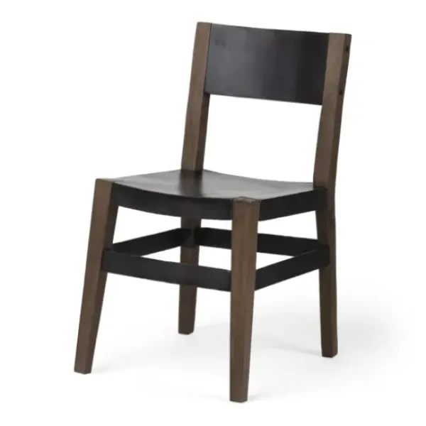 Dining Chairs-Kirkland's Home Black Modern Mango Wood Blocky Dining Chair Black/Brown