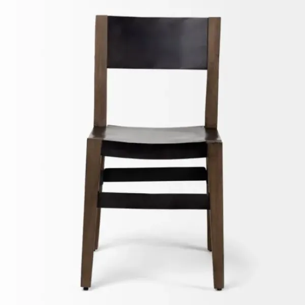 Dining Chairs-Kirkland's Home Black Modern Mango Wood Blocky Dining Chair Black/Brown