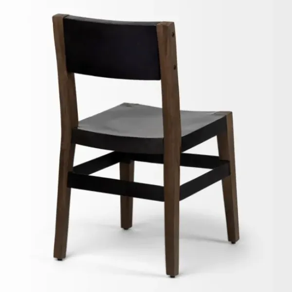 Dining Chairs-Kirkland's Home Black Modern Mango Wood Blocky Dining Chair Black/Brown