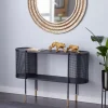 Console Tables-Kirkland's Home Black Modern Oval Perforated Console Table