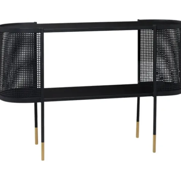 Console Tables-Kirkland's Home Black Modern Oval Perforated Console Table
