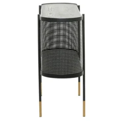 Console Tables-Kirkland's Home Black Modern Oval Perforated Console Table