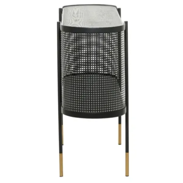 Console Tables-Kirkland's Home Black Modern Oval Perforated Console Table