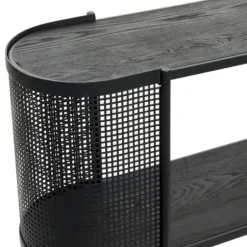 Console Tables-Kirkland's Home Black Modern Oval Perforated Console Table