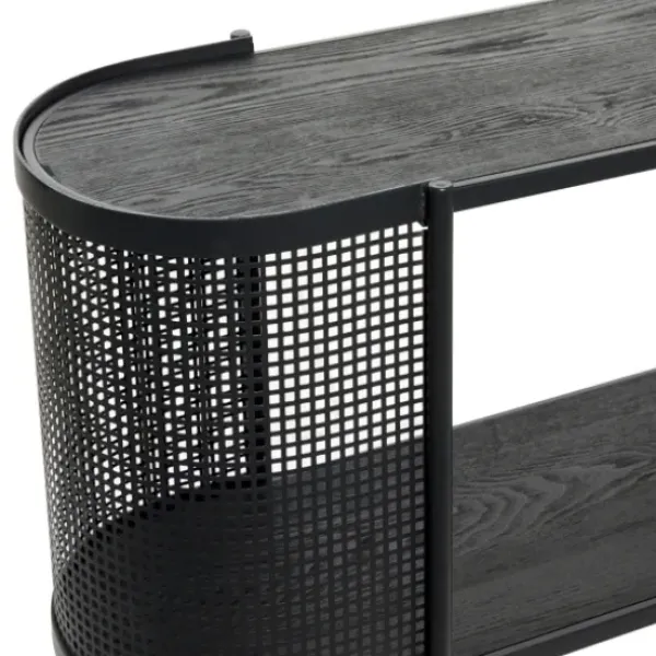 Console Tables-Kirkland's Home Black Modern Oval Perforated Console Table