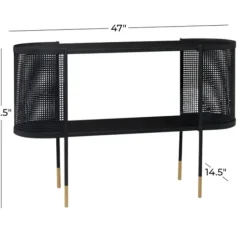 Console Tables-Kirkland's Home Black Modern Oval Perforated Console Table