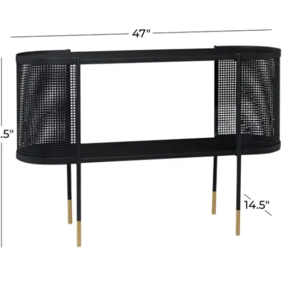 Console Tables-Kirkland's Home Black Modern Oval Perforated Console Table