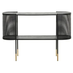 Console Tables-Kirkland's Home Black Modern Oval Perforated Console Table