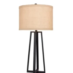 Table Lamps-Kirkland's Home Black Molded Metal Table Lamp Tan
