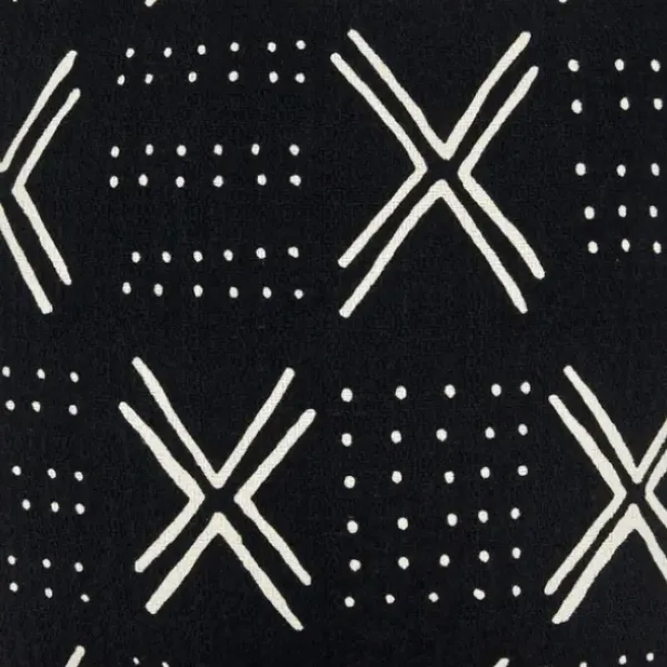 Pillows-Kirkland's Home Black Mudcloth Cotton Throw Pillow Black/White
