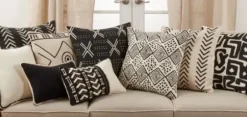 Pillows-Kirkland's Home Black Mudcloth Cotton Throw Pillow Black/White