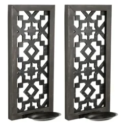Sconces-Kirkland's Home Black Ornate Laser Cut Sconces, Set Of 2