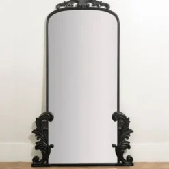 Decorative Mirrors-Kirkland's Home Black Ornate Scroll Bordeaux Wood Mirror