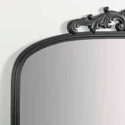 Full Length & Floor Mirrors-Kirkland's Home Black Ornate Scroll Bordeux Leaner Mirror