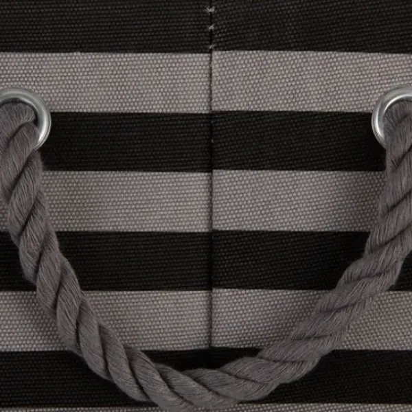 Baskets & Boxes-Kirkland's Home Black Paw Patch Stripe Rectangle Pet Basket Black/Gray