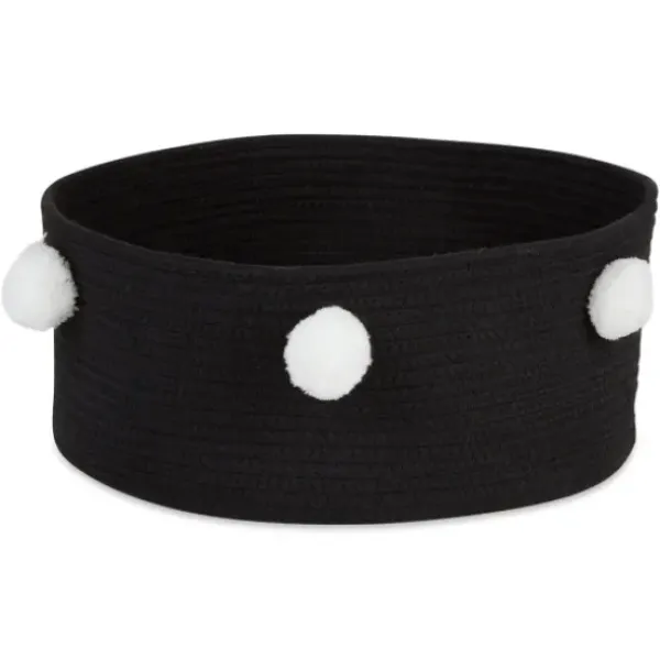 Baskets & Boxes-Kirkland's Home Black Pet Bin Pom Pom Storage Basket Black/White