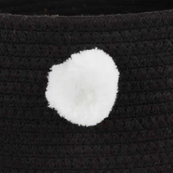 Baskets & Boxes-Kirkland's Home Black Pet Bin Pom Pom Storage Basket Black/White