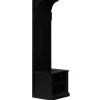 Entryway Furniture-Kirkland's Home Black Pine Wood Grooved Hall Tree