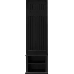 Entryway Furniture-Kirkland's Home Black Pine Wood Grooved Hall Tree