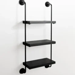 Shelves-Kirkland's Home Black Pipe 3-Tier Wall Shelf