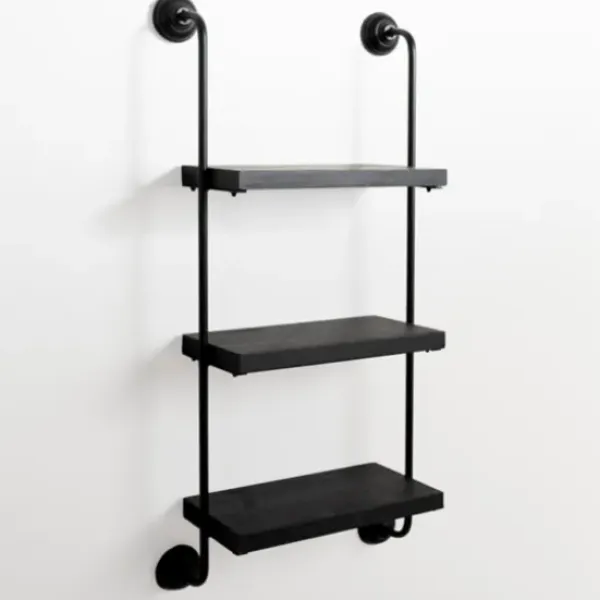 Shelves-Kirkland's Home Black Pipe 3-Tier Wall Shelf