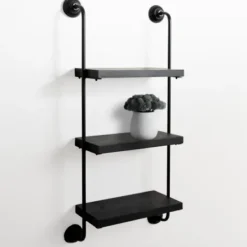 Shelves-Kirkland's Home Black Pipe 3-Tier Wall Shelf