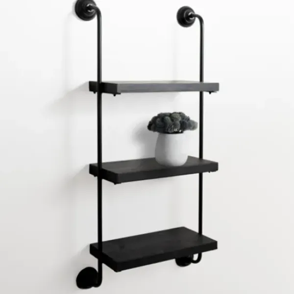 Shelves-Kirkland's Home Black Pipe 3-Tier Wall Shelf