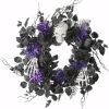 Wreaths-Kirkland's Home Black Purple Leaves Skull Hands Halloween Wreath