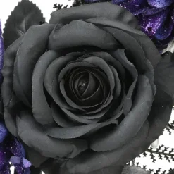 Wreaths-Kirkland's Home Black Purple Leaves Skull Hands Halloween Wreath