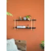 Shelves-Kirkland's Home Black Rattan Wrapped Double Tiered Wall Shelf