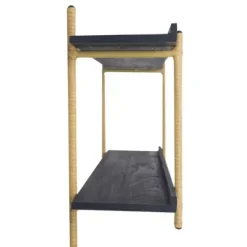 Shelves-Kirkland's Home Black Rattan Wrapped Double Tiered Wall Shelf