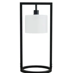 Table Lamps-Kirkland's Home Black Rectangle Hanging Shade Table Lamp White
