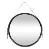 Framed Mirrors-Kirkland's Home Black Round Framed Mirror With Leather Strap