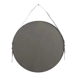 Framed Mirrors-Kirkland's Home Black Round Framed Mirror With Leather Strap