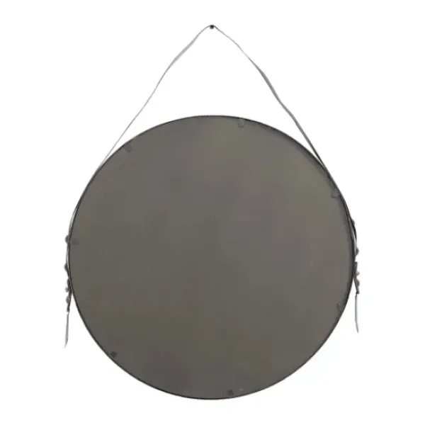 Framed Mirrors-Kirkland's Home Black Round Framed Mirror With Leather Strap