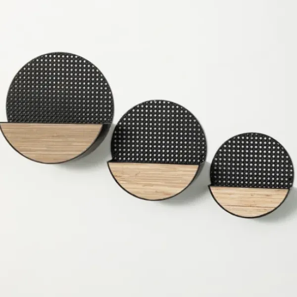 Wall Storage-Kirkland's Home Black Round Mesh Frame Wall Shelves, Set Of 3