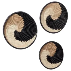 Wall Plaques-Kirkland's Home Black Seagrass Swirl 3-Pc. Wall Plaque Set Tan