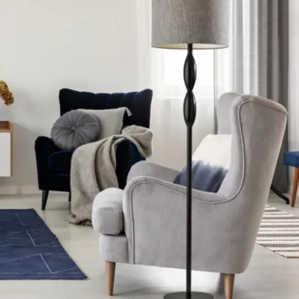 Floor Lamps-Kirkland's Home Black Slim Hourglass Floor Lamp Black/Gray
