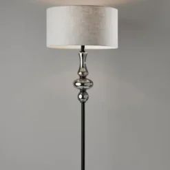 Floor Lamps-Kirkland's Home Black Smoked Mercury Glass Floor Lamp Gray