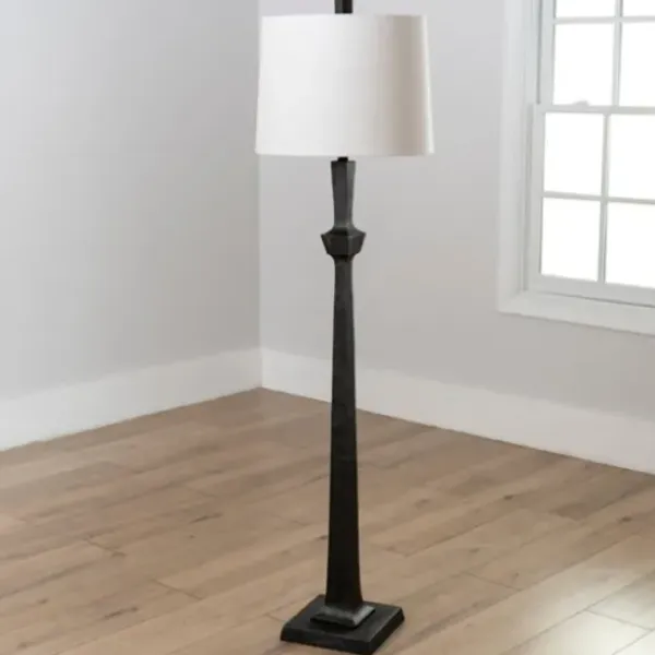 Floor Lamps-Kirkland's Home Black Stanton Floor Lamp White
