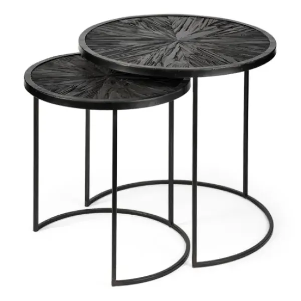 Accent & End Tables-Kirkland's Home Black Starburst Nesting Accent Tables, Set Of 2