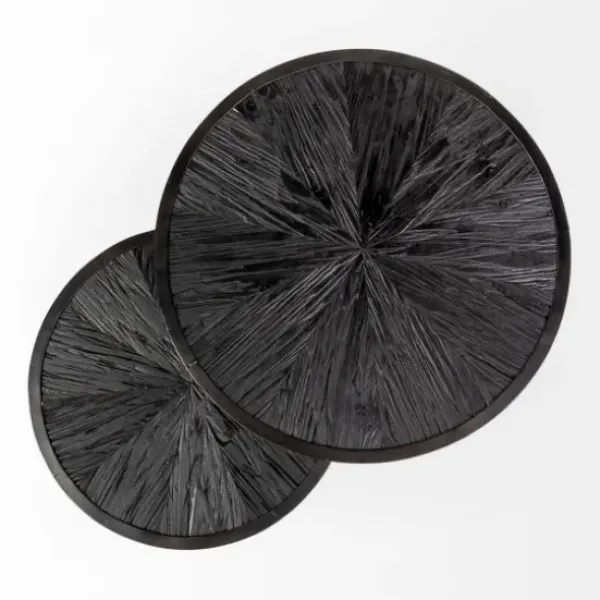 Accent & End Tables-Kirkland's Home Black Starburst Nesting Accent Tables, Set Of 2