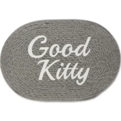 Kitchen & Floor Mats-Kirkland's Home Black Striped Heart Pet Bowl Mat Black/White