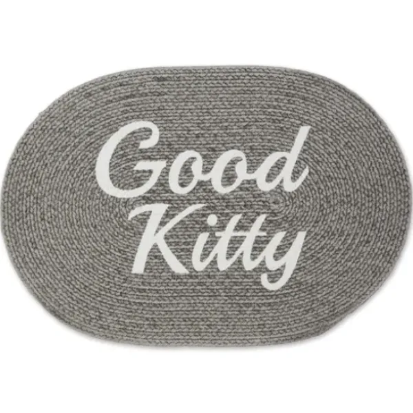 Kitchen & Floor Mats-Kirkland's Home Black Striped Heart Pet Bowl Mat Black/White