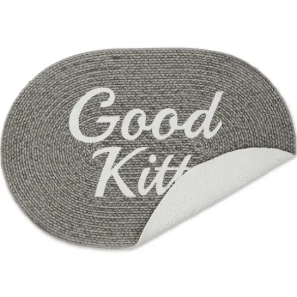Kitchen & Floor Mats-Kirkland's Home Black Striped Heart Pet Bowl Mat Black/White